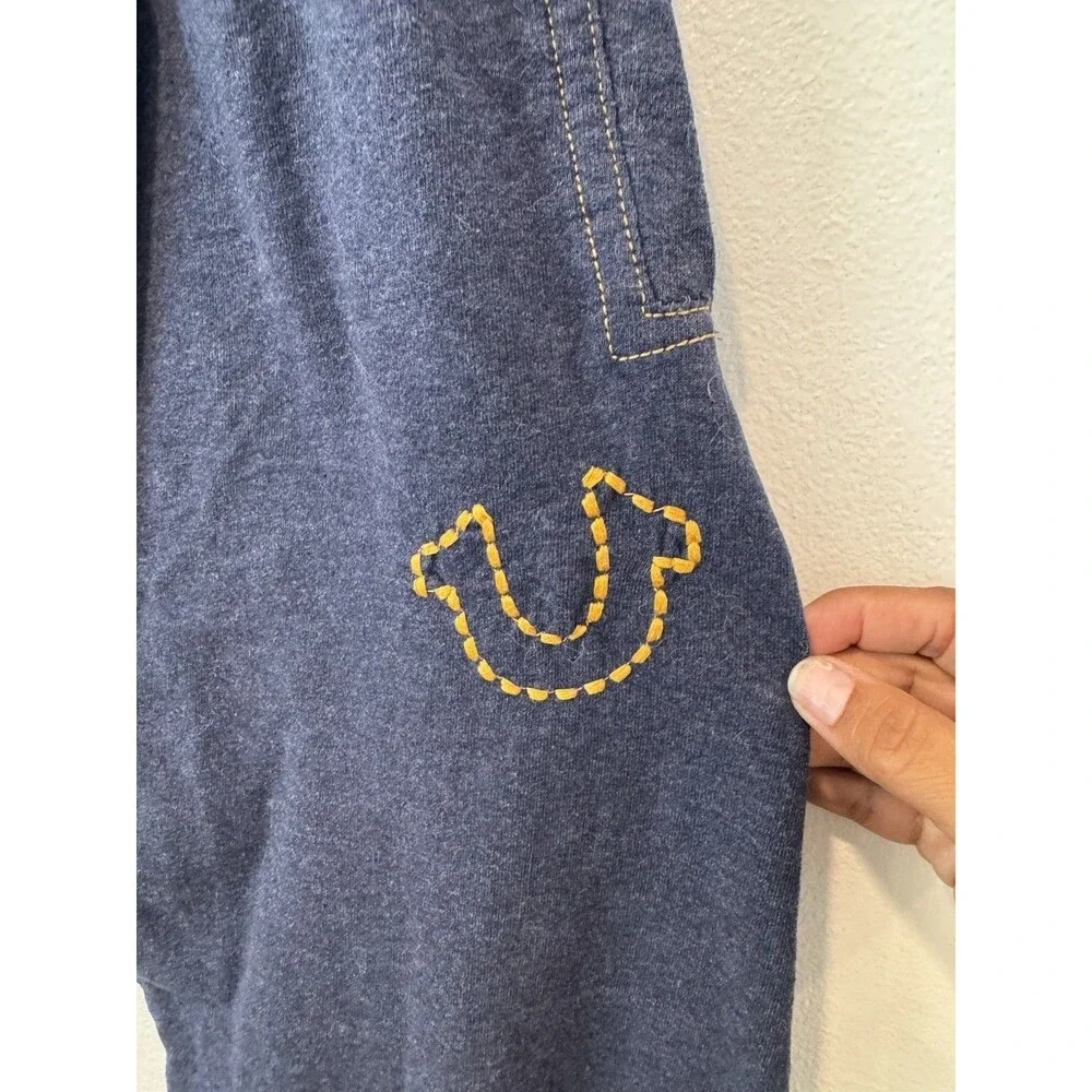 True Religion Mens Horseshoe Thick Stitch Jogger Pants Loungewear Navy Blue L